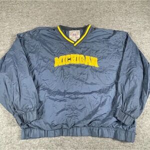 VTG Michigan‎ Wolverines Jacket Mens XL Blue Pullover Windbreaker Football 90s
